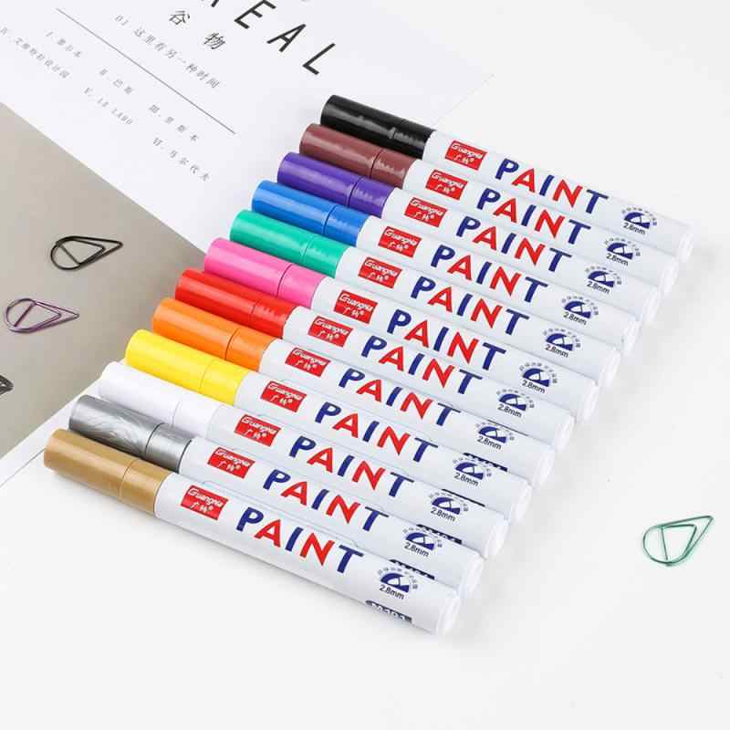 Set de Plumones para Neumáticos – 12 Colores también puro blancos  Vibrantes a Prueba de Agua + un collar de regalo