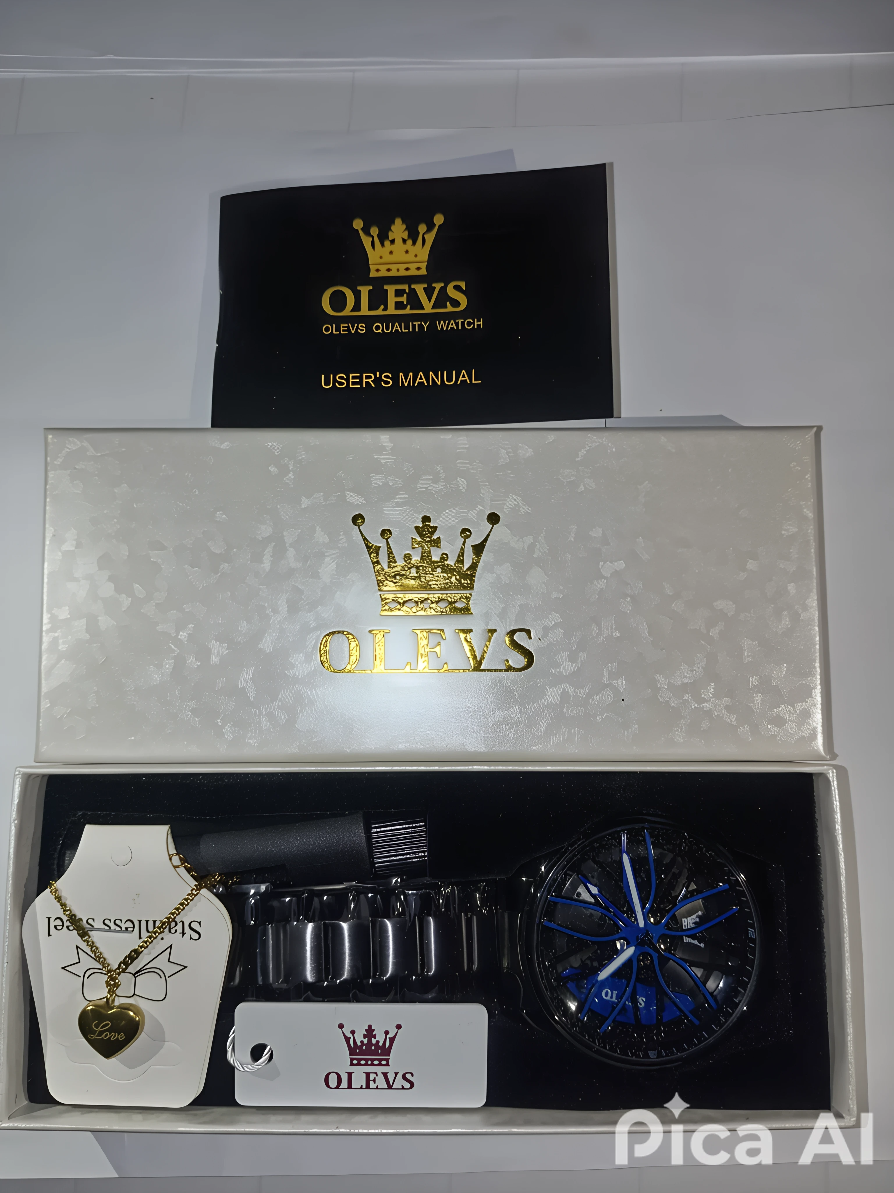 🕶️ OLEVS - Reloj de Pulsera de Cuarzo Deportivo para Hombre + collar gratis bañado en ORO